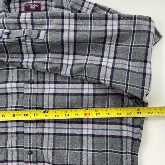 UNTUCKit Men's Gray Celano Flannel Long Sleeve Button Down Shirt Size Medium - Picture 6 of 7